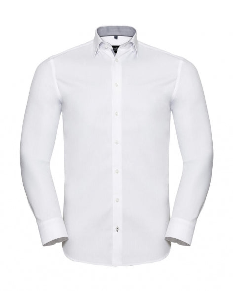 Russell Tailored Contrast Herringbone Shirt LS