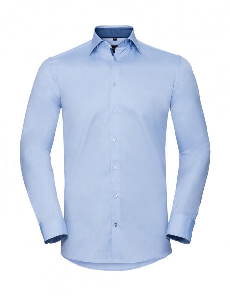 Russell Tailored Contrast Herringbone Shirt LS