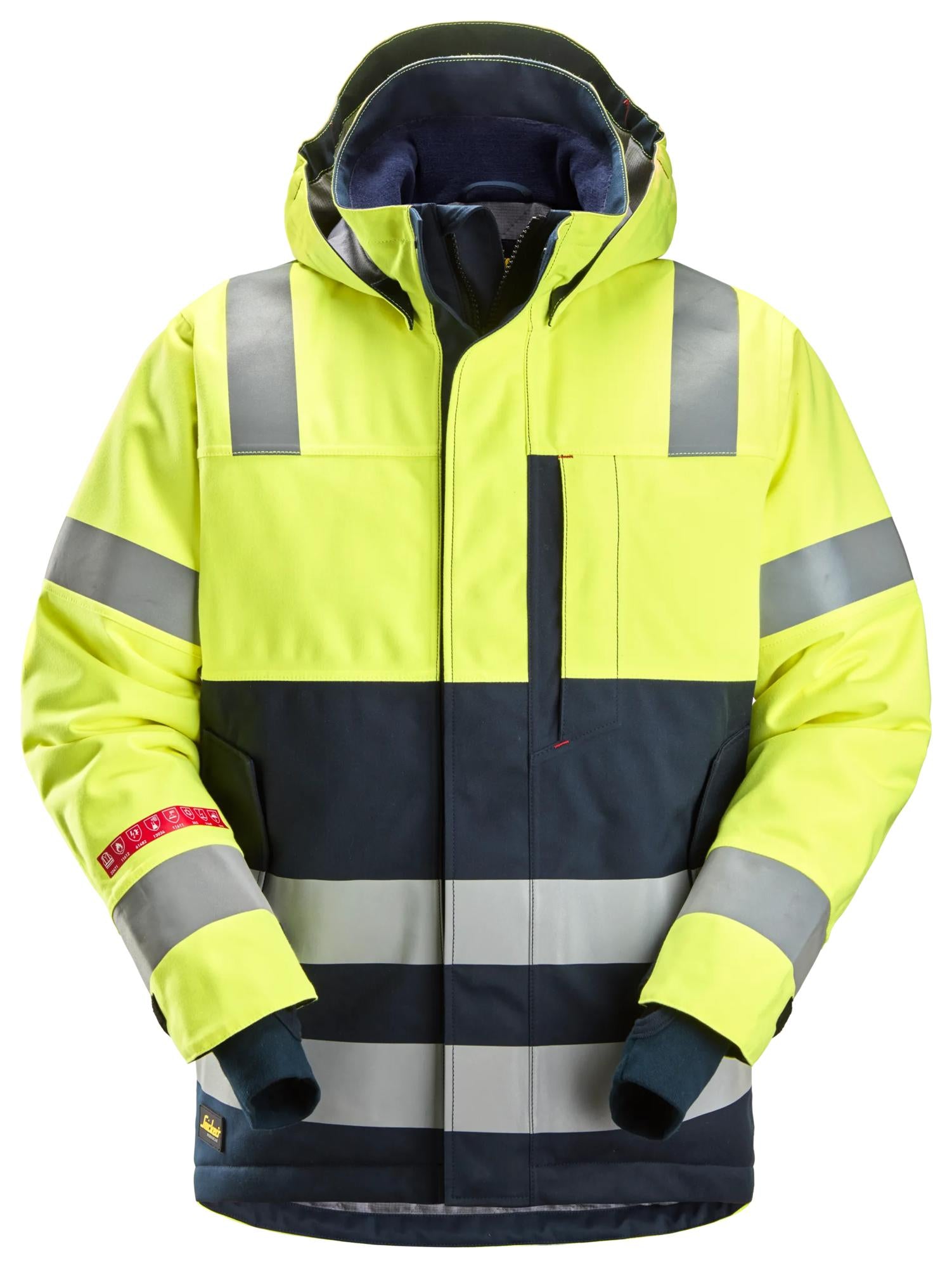 Snickers ProtecWork, Waterproof Insulated Hood Jacket High-Vis Class 3