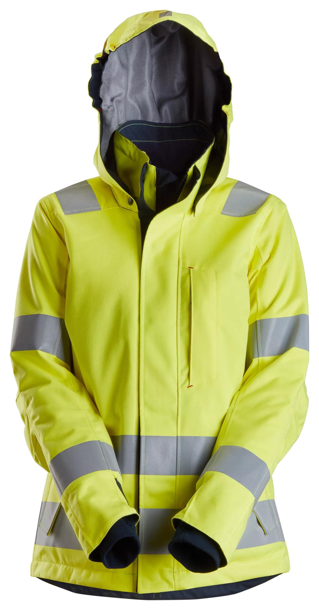 Snickers ProtecWork, Women's Waterproof Insulated Hood Jacket, High-Vis Class 3