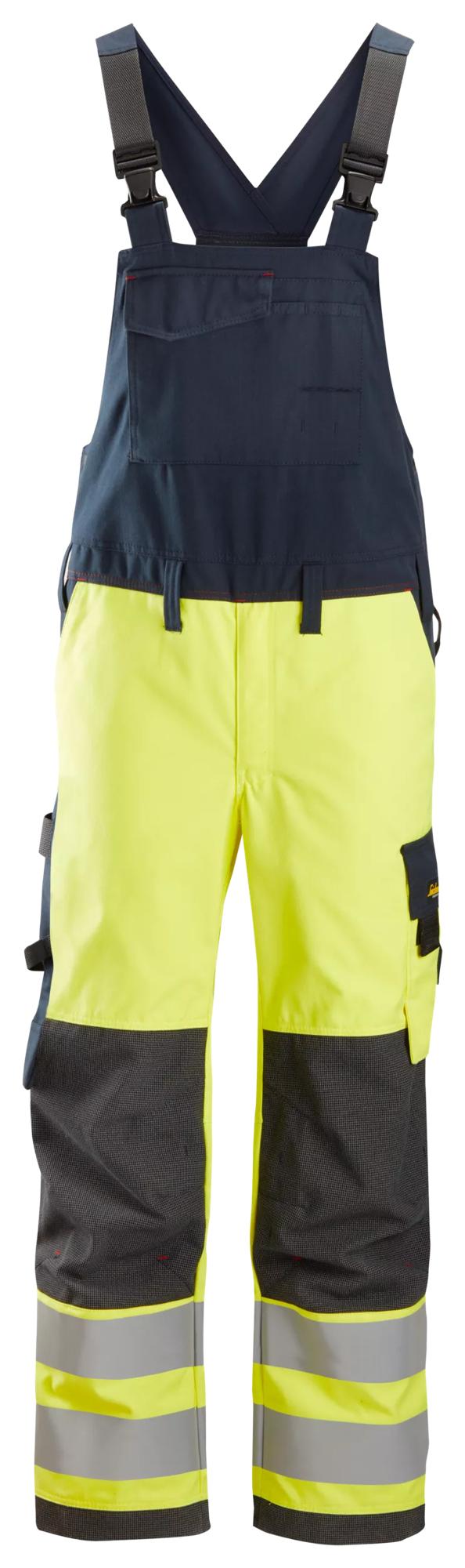 Snickers ProtecWork, Bib & Brace Trousers, High-Vis Class 2
