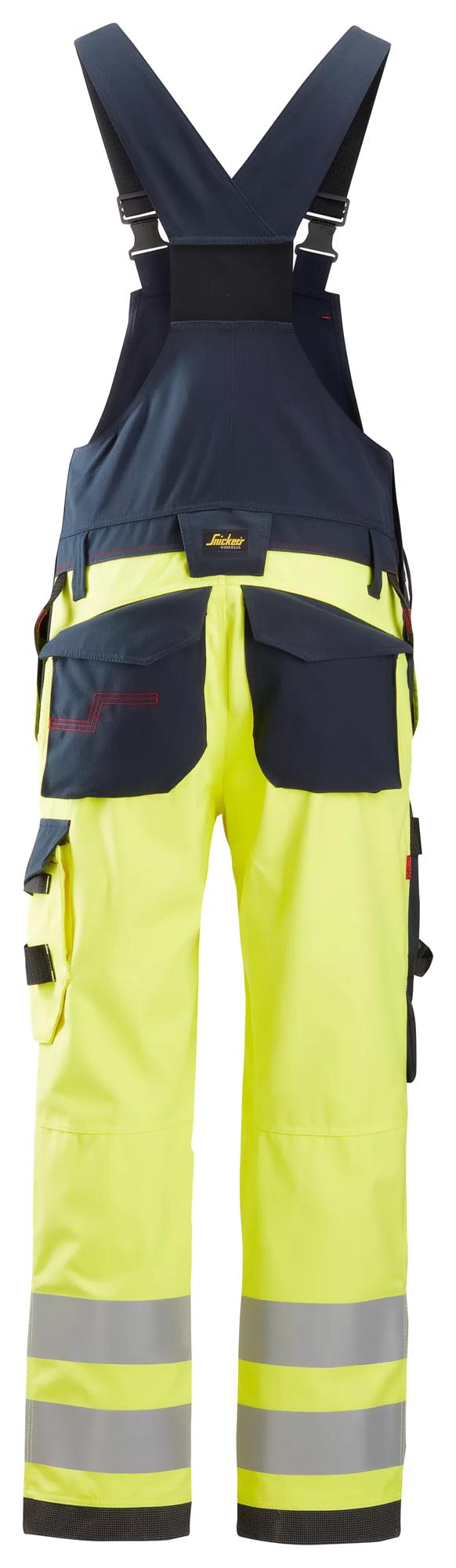 Snickers ProtecWork, Bib & Brace Trousers, High-Vis Class 2