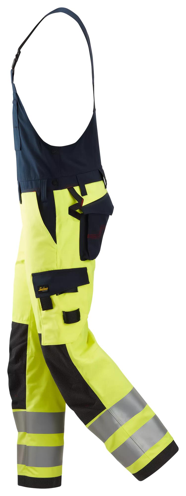 Snickers ProtecWork, Bib & Brace Trousers, High-Vis Class 2