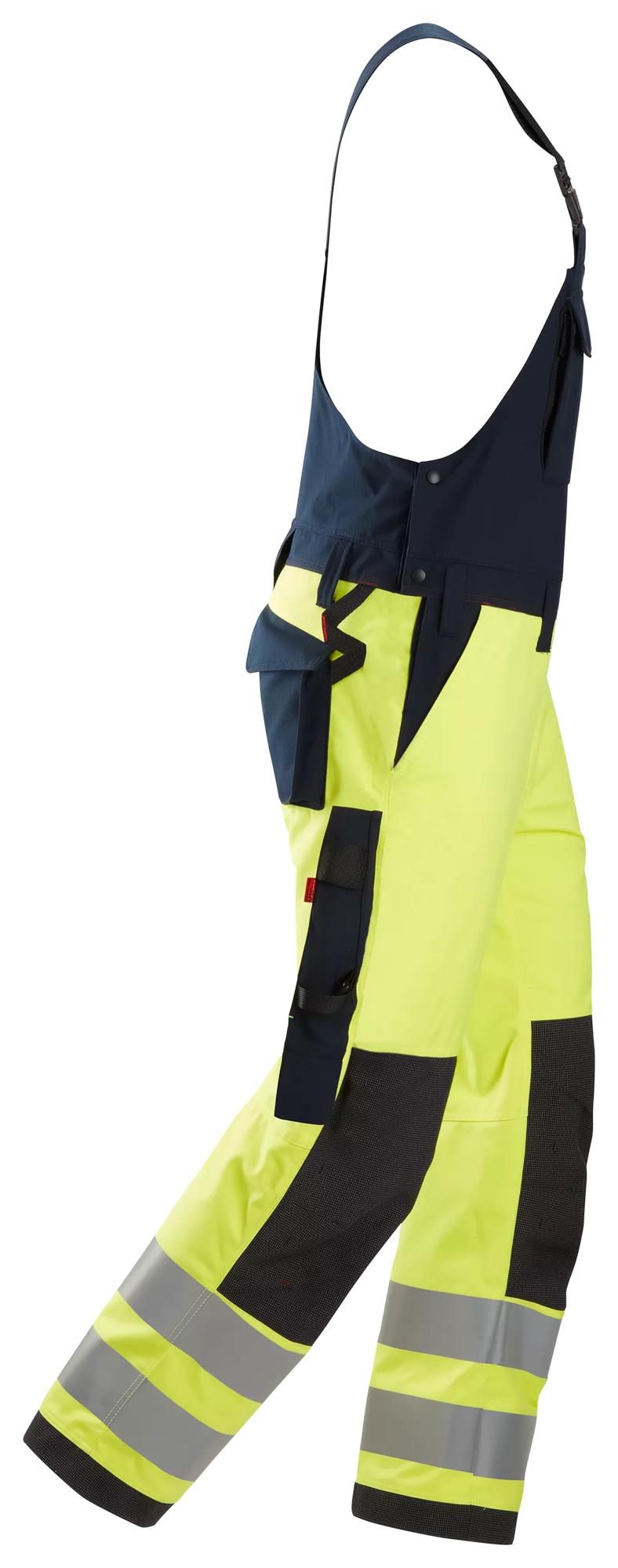 Snickers ProtecWork, Bib & Brace Trousers, High-Vis Class 2