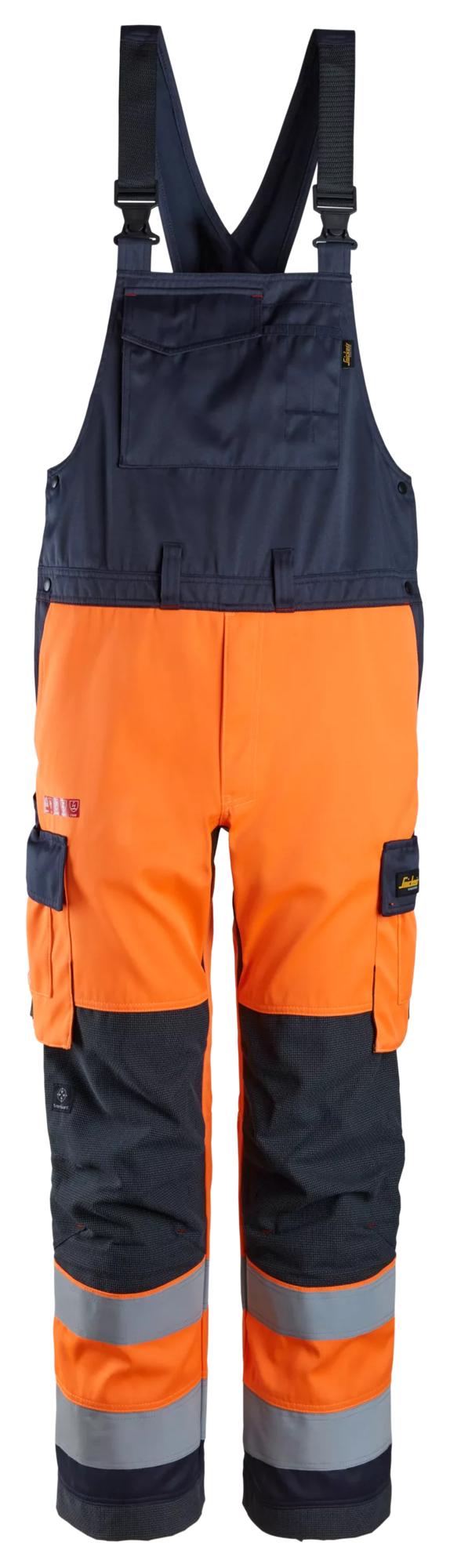 Snickers ProtecWork, Bib & Brace Trousers, High-Vis Class 2