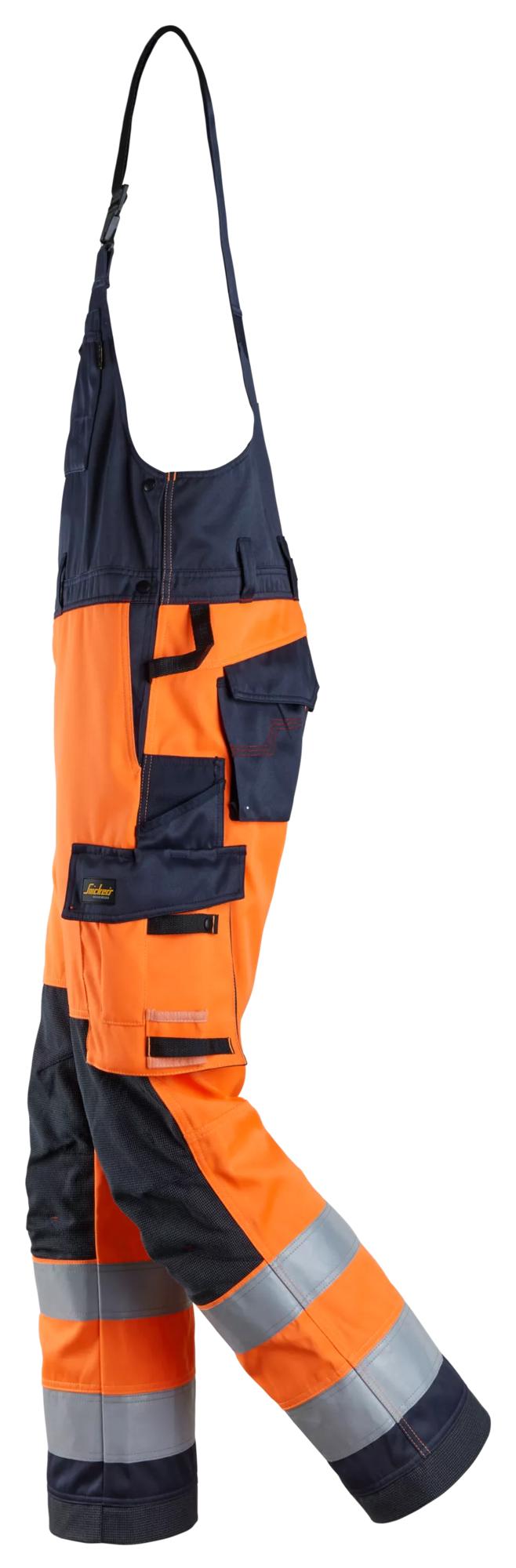 Snickers ProtecWork, Bib & Brace Trousers, High-Vis Class 2