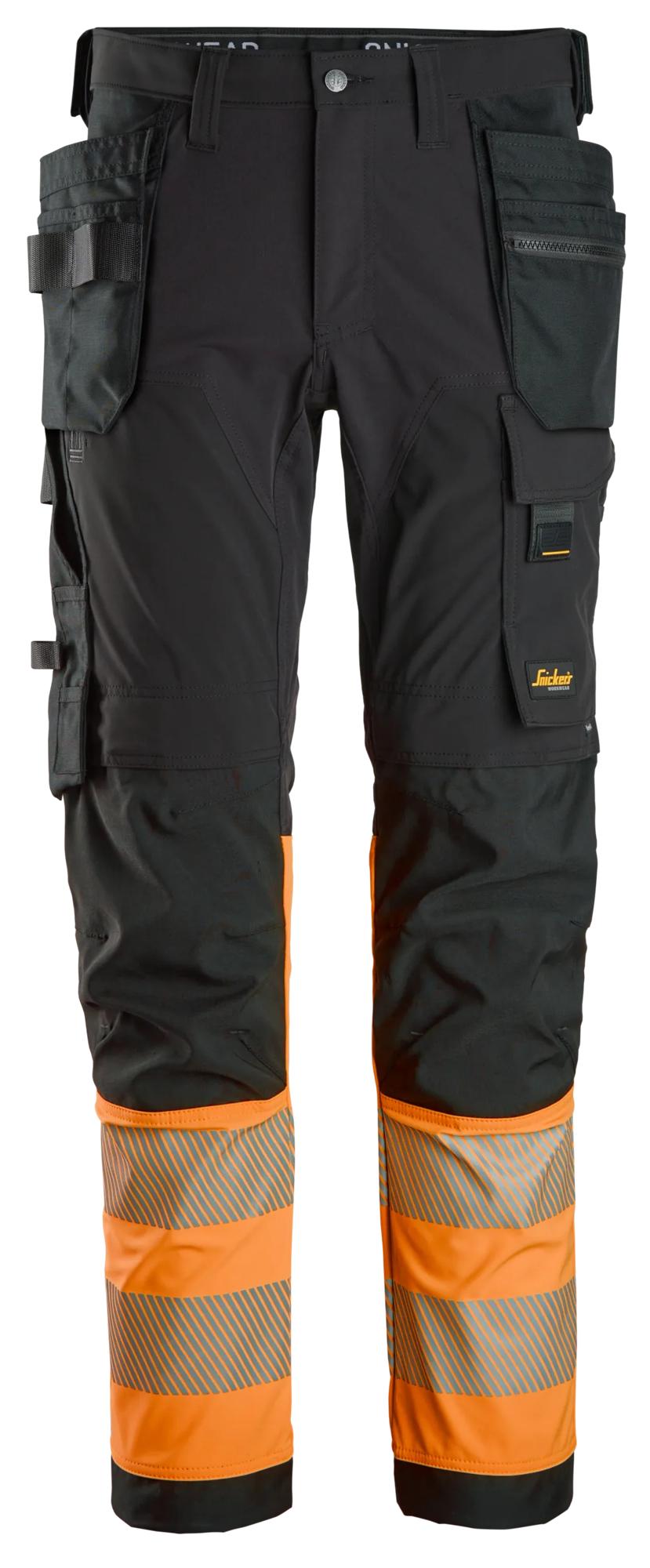 Snickers High-Vis 4-way Stretch Trousers Holster Pockets Class 1