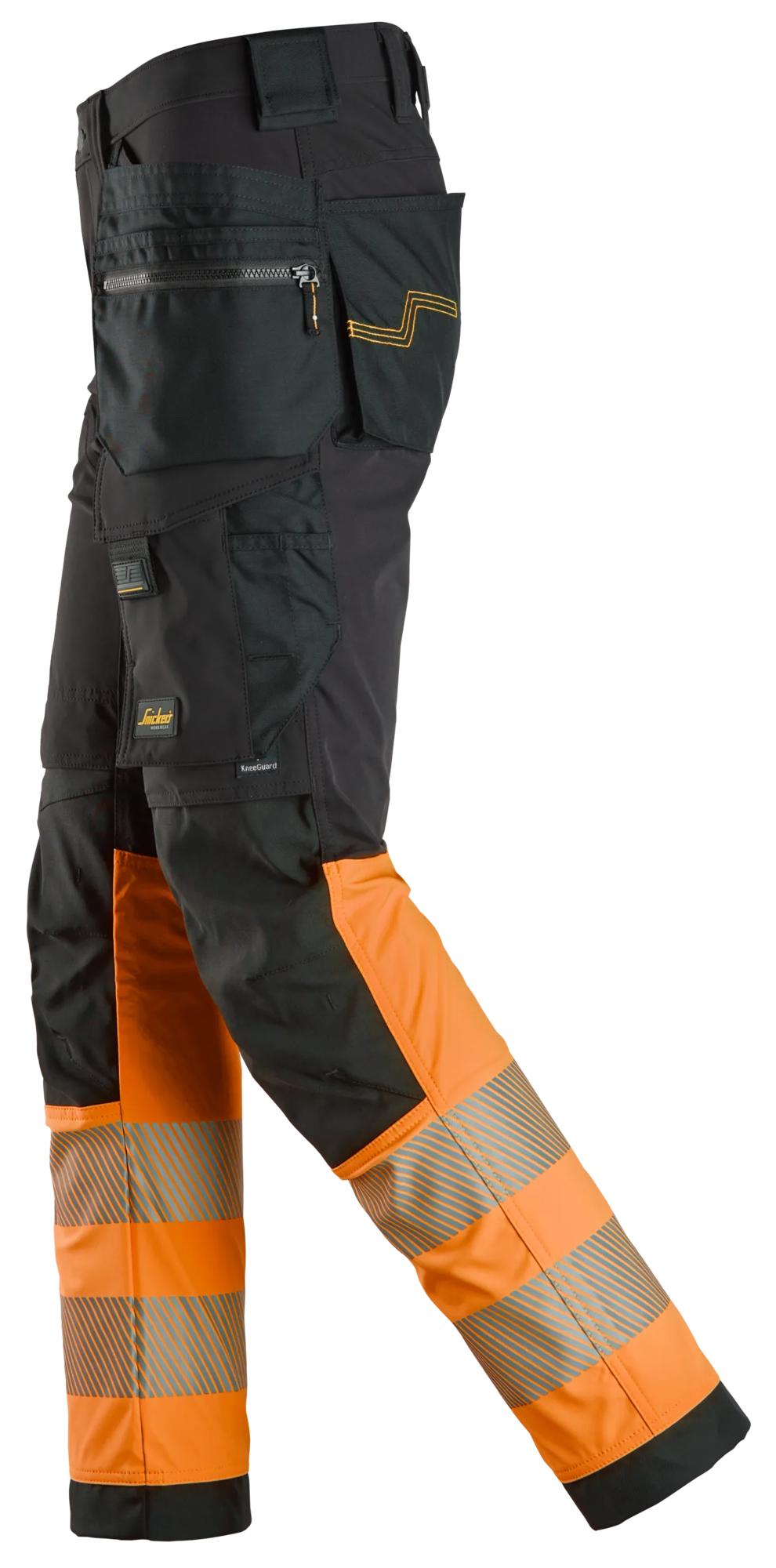 Snickers High-Vis 4-way Stretch Trousers Holster Pockets Class 1