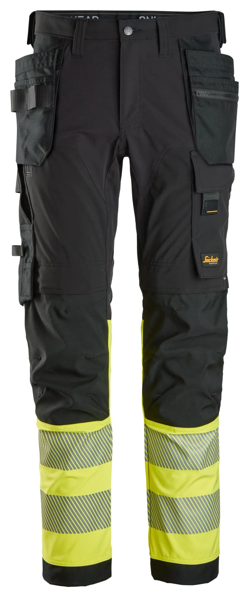 Snickers High-Vis 4-way Stretch Trousers Holster Pockets Class 1