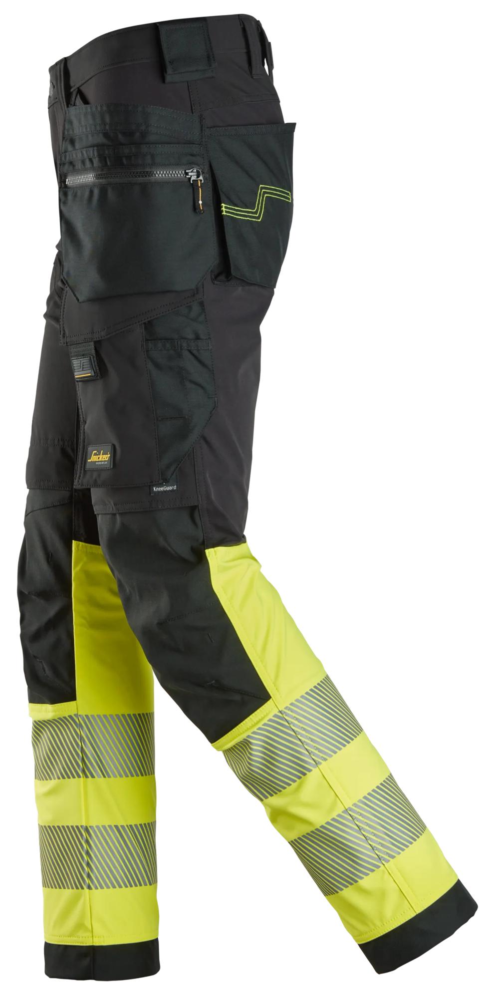Snickers High-Vis 4-way Stretch Trousers Holster Pockets Class 1