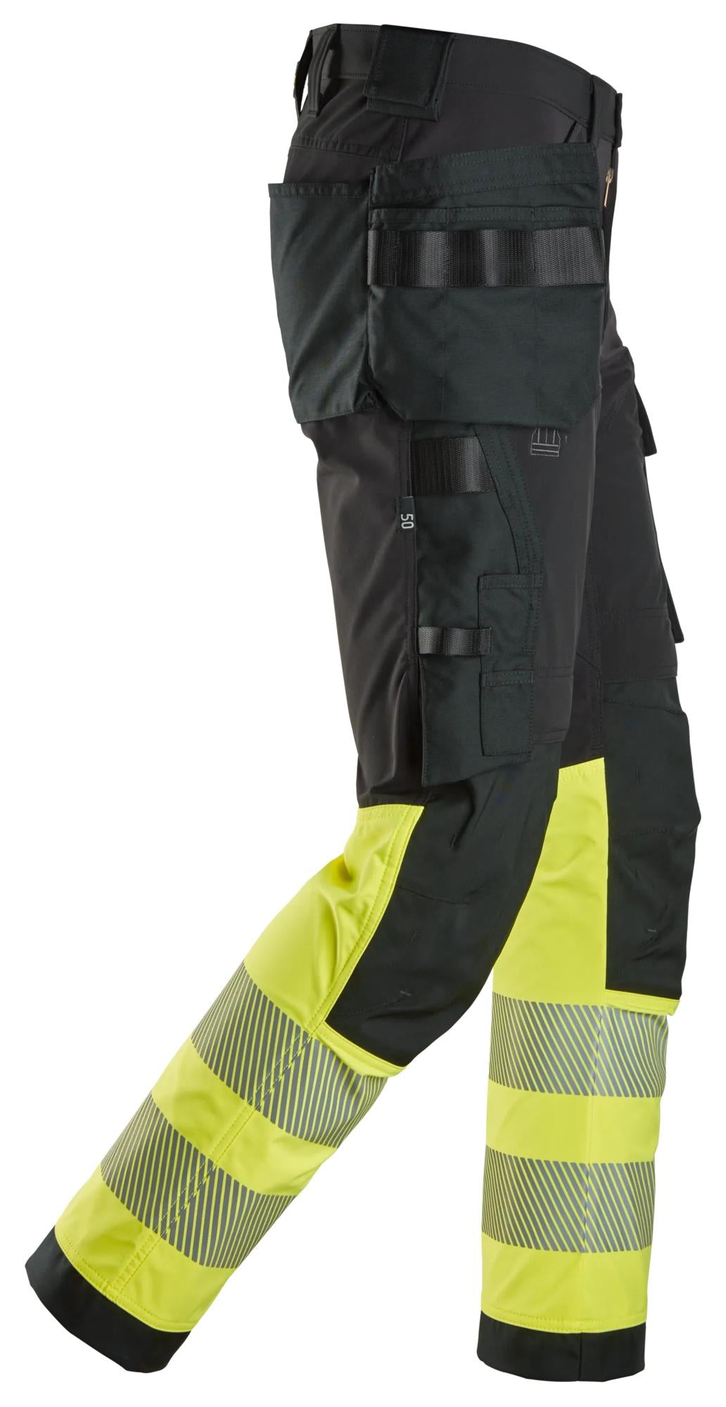 Snickers High-Vis 4-way Stretch Trousers Holster Pockets Class 1