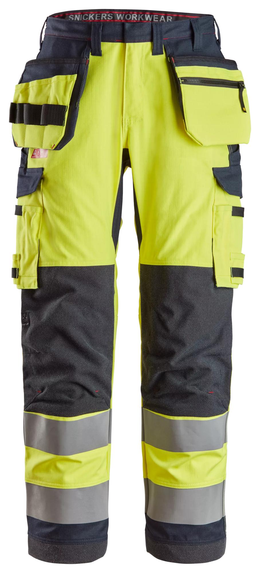 Snickers ProtecWork, Work Trousers Holster Pockets Equal Leg Pockets, High-Vis Class 2