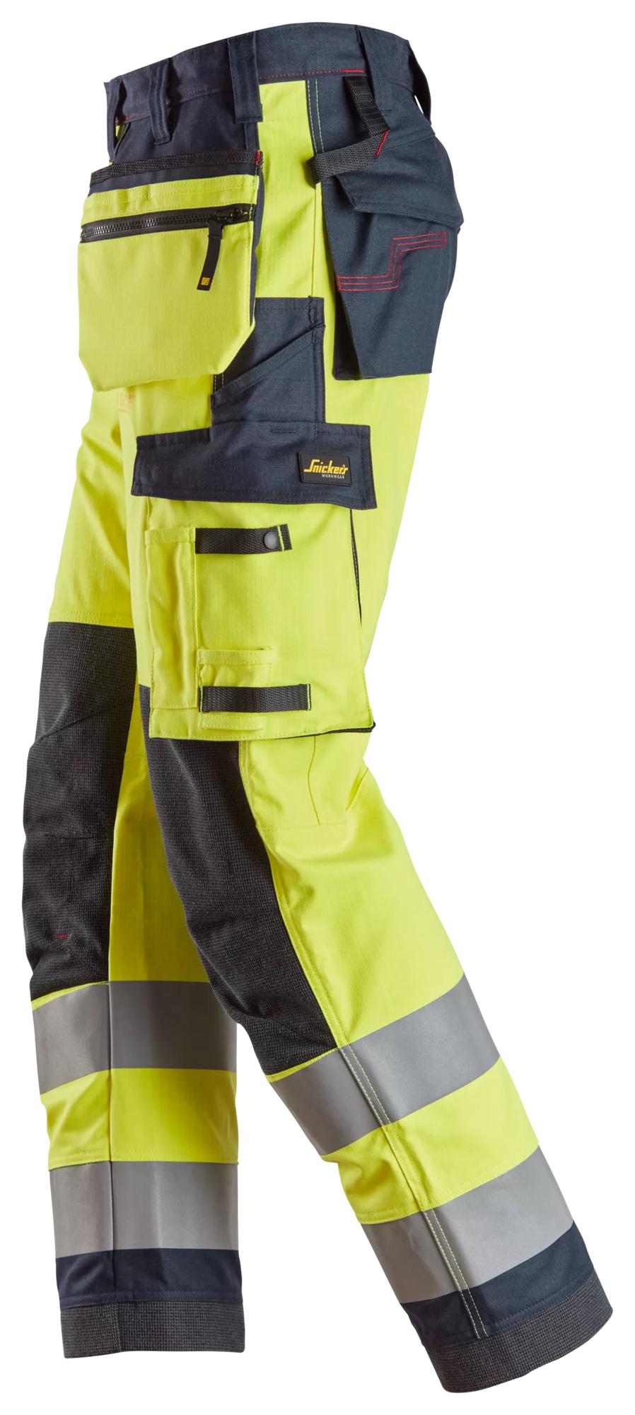 Snickers ProtecWork, Work Trousers Holster Pockets Equal Leg Pockets, High-Vis Class 2