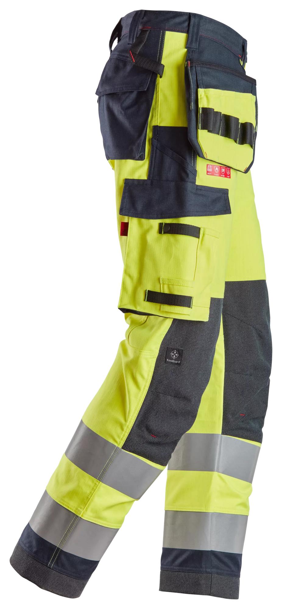 Snickers ProtecWork, Work Trousers Holster Pockets Equal Leg Pockets, High-Vis Class 2