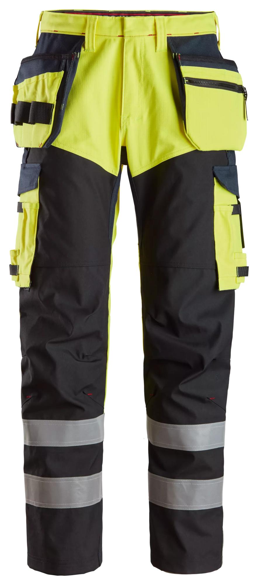 Snickers ProtecWork, Trousers Reinforced front of leg, Holster Pockets High-Vis Class 1