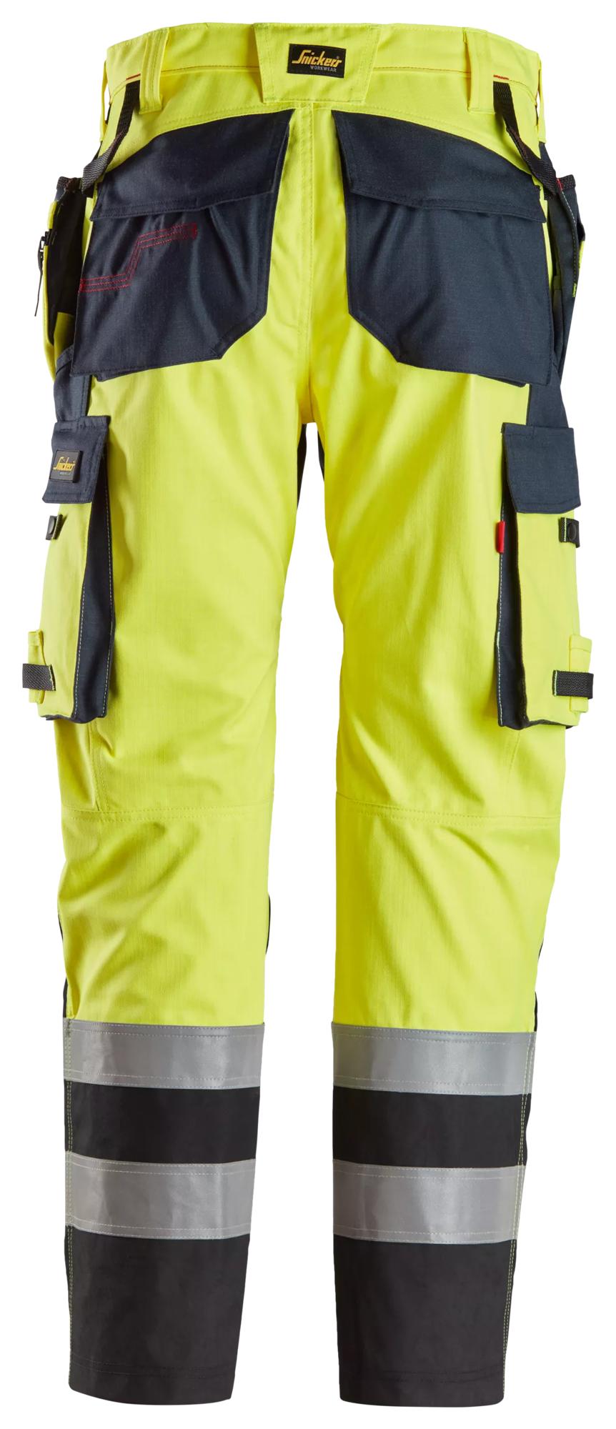 Snickers ProtecWork, Trousers Reinforced front of leg, Holster Pockets High-Vis Class 1