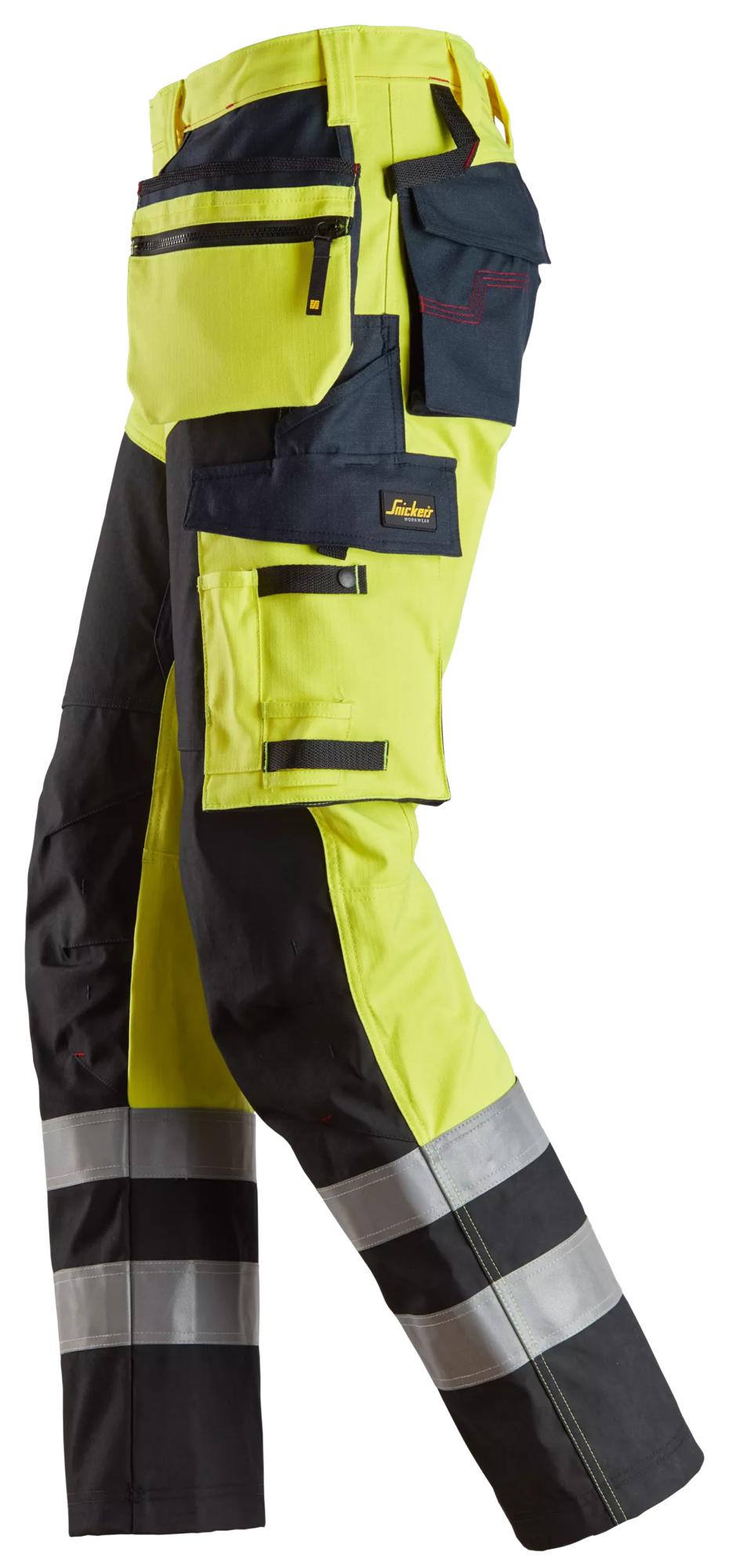 Snickers ProtecWork, Trousers Reinforced front of leg, Holster Pockets High-Vis Class 1