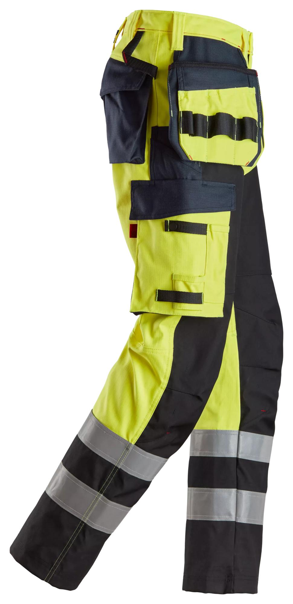 Snickers ProtecWork, Trousers Reinforced front of leg, Holster Pockets High-Vis Class 1