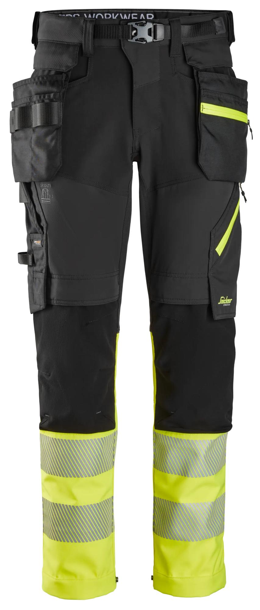 Snickers High-Vis Trousers Detachable Holster Pockets Class 1