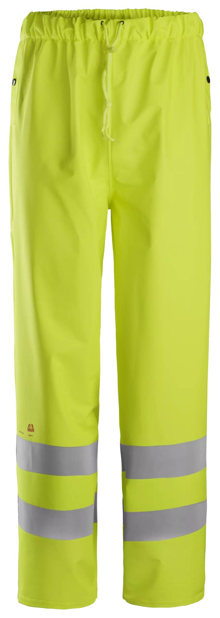 Snickers ProtecWork, Rain Trousers PU, High-Vis Class 2