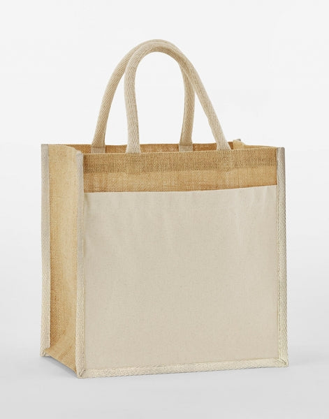 Westford Mill Cotton Pocket Natural Starched Jute Midi Tote