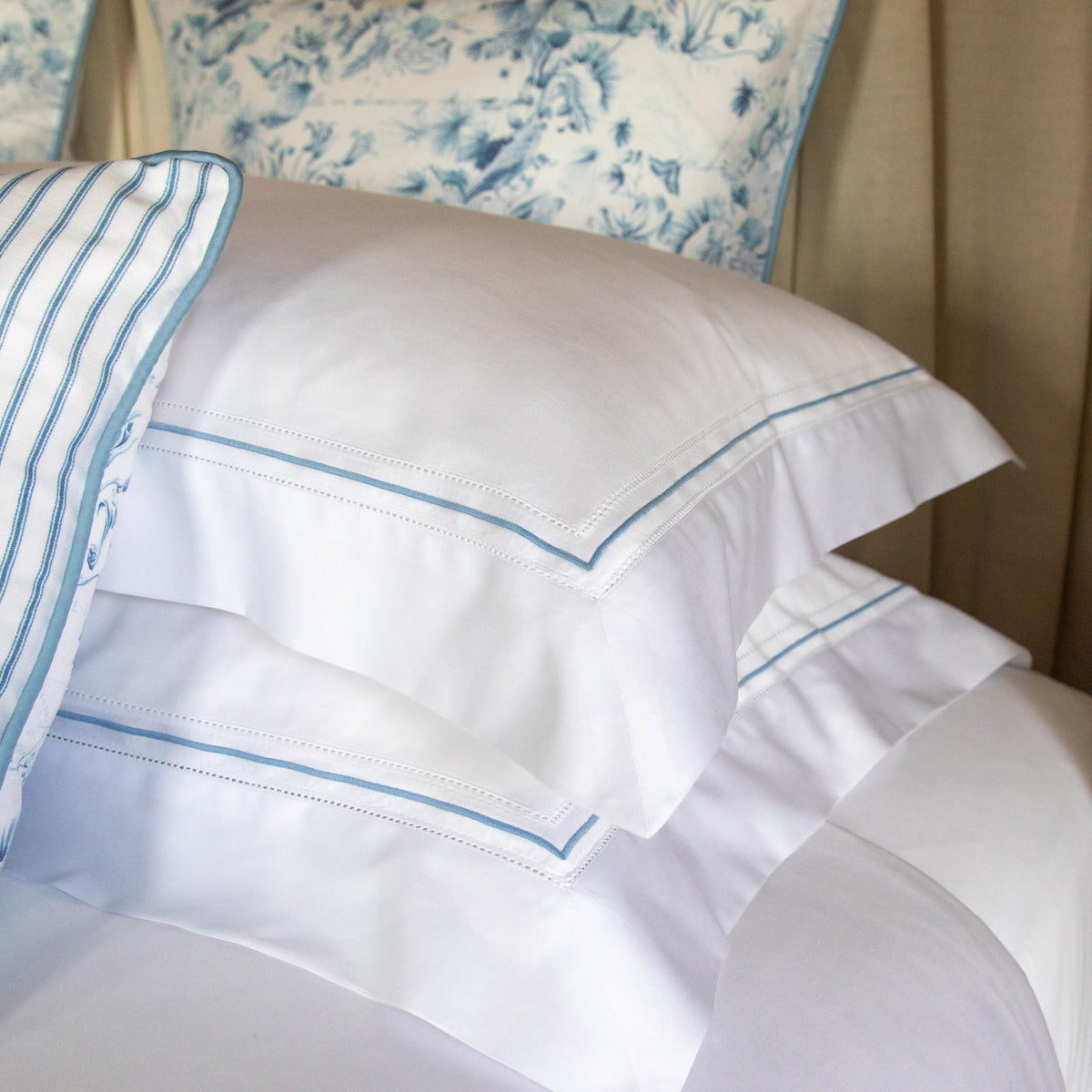 Heirlooms Warm Harbour Oxford Pillowcase in Tidal Blue